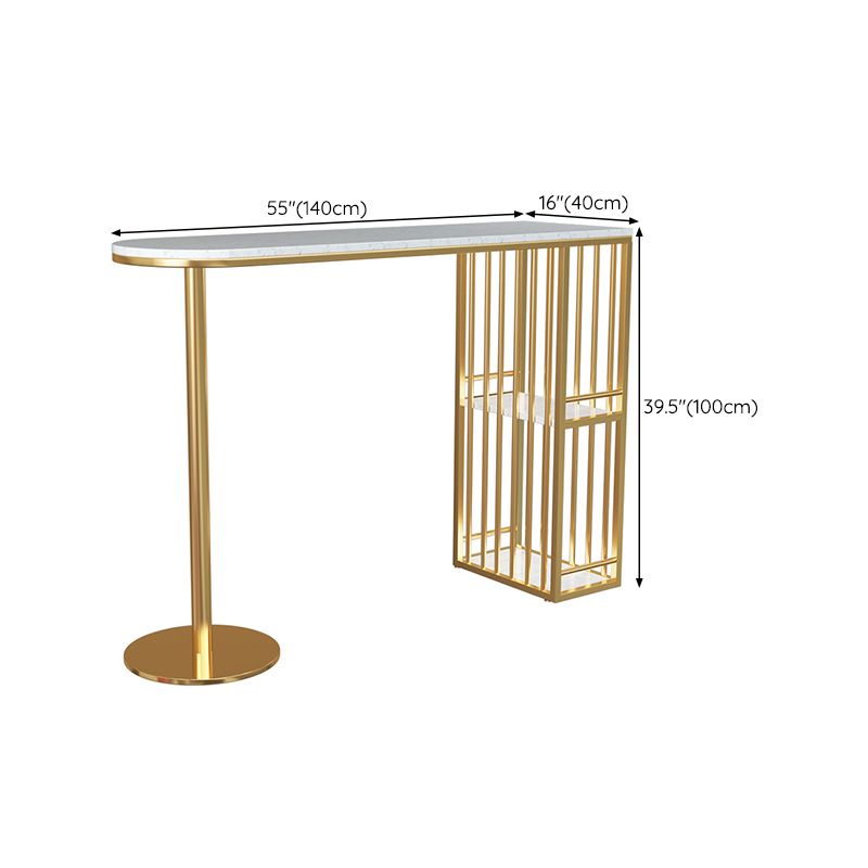 Glam Pub Height Dining Table Stone Top Pub Table with Gold Base