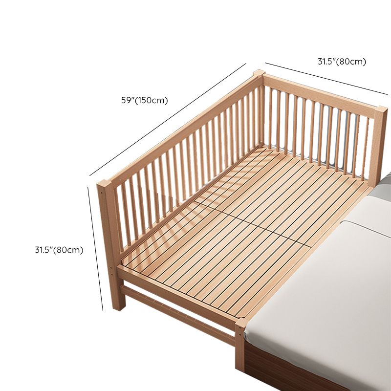Solid Wood Baby Crib Farmhouse Birch Nursery Bed with Guardrail