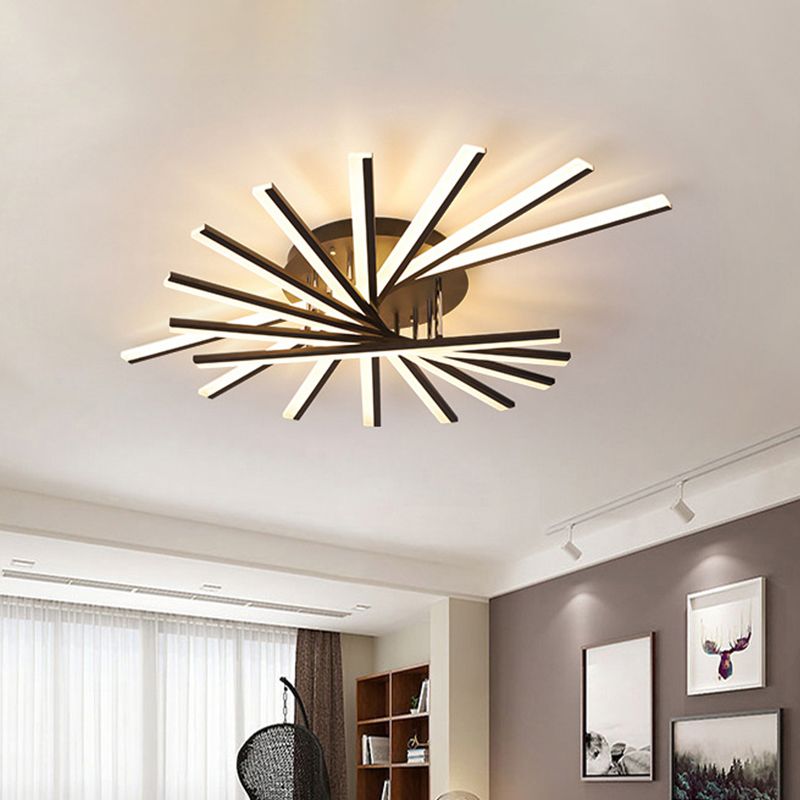 Spiral Design Stick LED-Deckenleuchte, modern, metallisch, 5/9-flammig, schwarz/weiß, halbbündige LED-Leuchte in warmem/weißem Licht