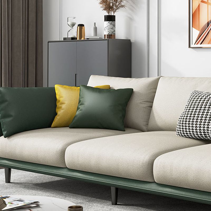 Modern Style Square Armrest Sponge Cushions Fill The Green and White/orange and White Sofa