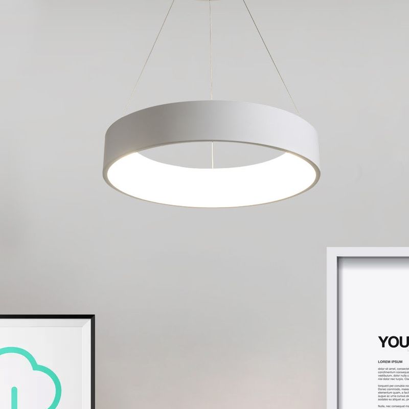 18"/23.5"/31.5" Dia Ring Ceiling Light Minimalist Metal White/Gray/Black Integrated LED Pendant Light Fixture for Dining Room