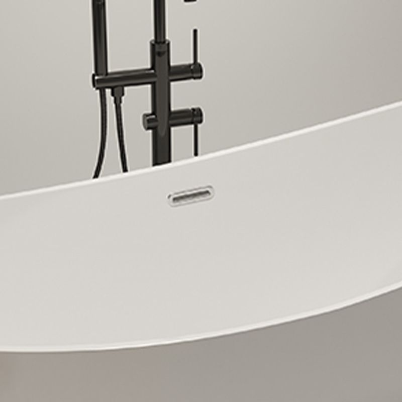 Contemporary White Acrylic Oval Bathtub Soaking Freestanding Tub