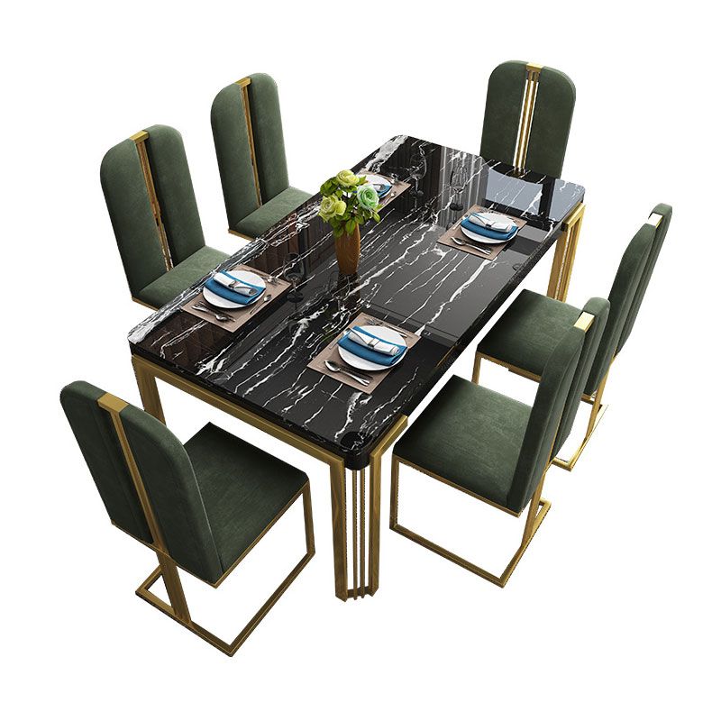 Glam -rechthoek vorm marmeren eettafel keuken standaard eettafel met 4 poten basis