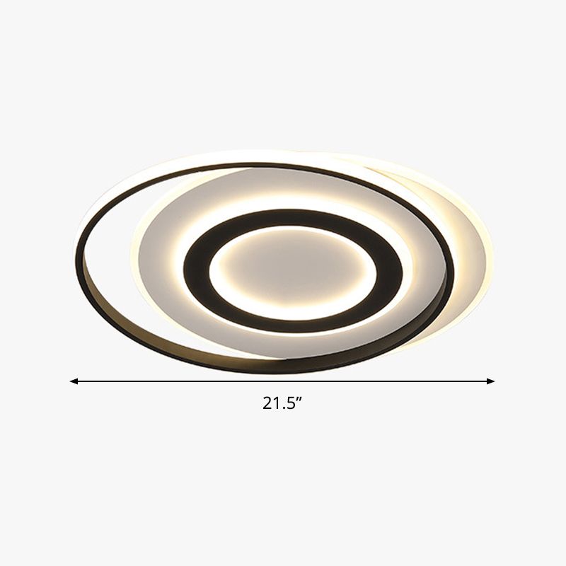 18"/21.5" Wide Black-White Circle Ceiling Light Modern Acrylic LED Flush Light Fixture in Warm/White Light