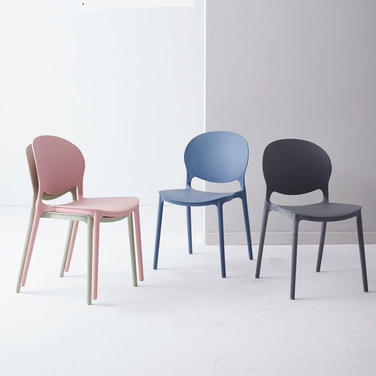Modern Style Stackable Plastic Chair Open Back Dining Side Chair (Set of 4)