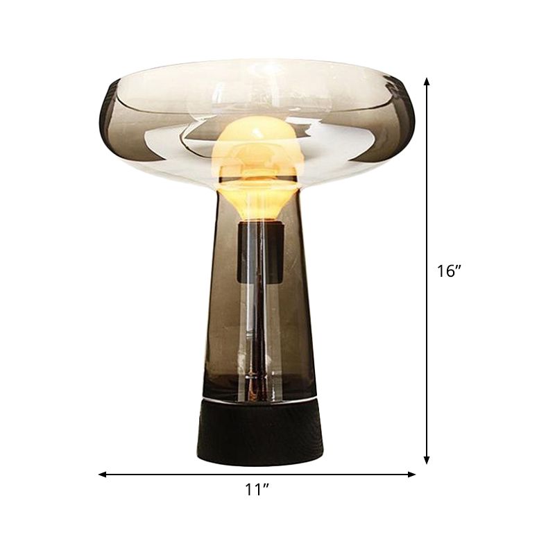 Retro Style 1 Head Night Light Smoke Grey Glass Open Top Designed Torch Table Lighting