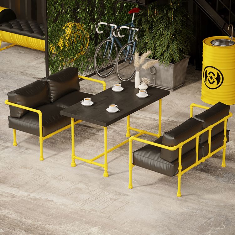 Industrial Style Dining Table Solid Wood Dining Table with Trestle Base