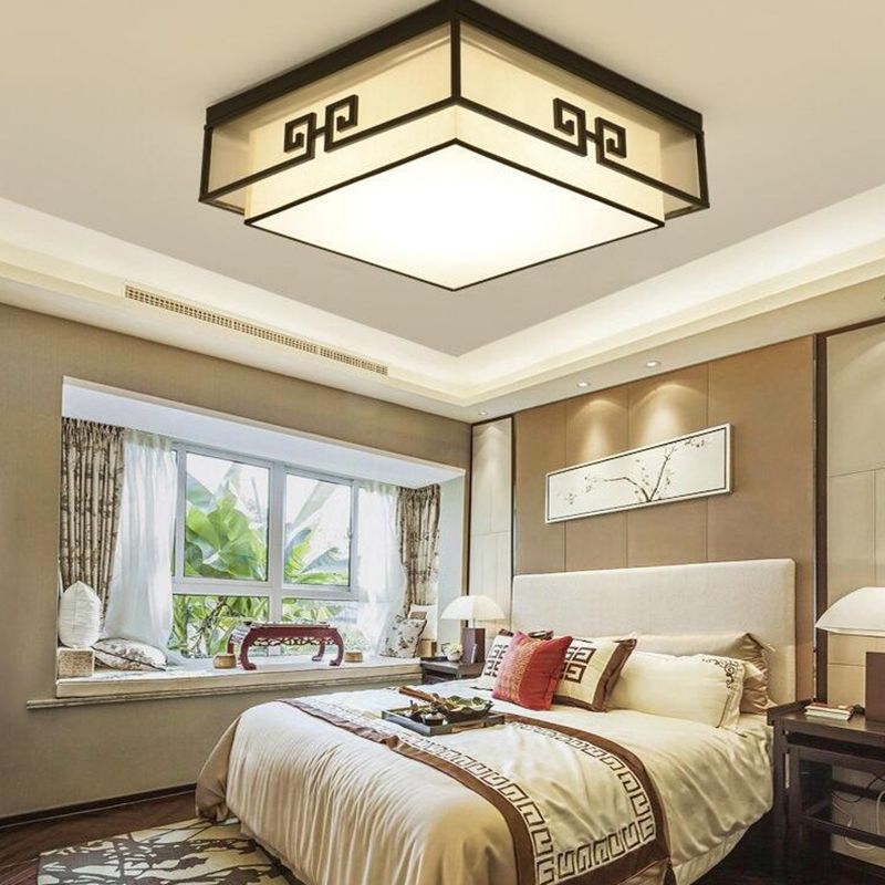 Fabric Geometric Shape Flush Mount Light Modern Multi Lights Flush Mount Fixture in Balck