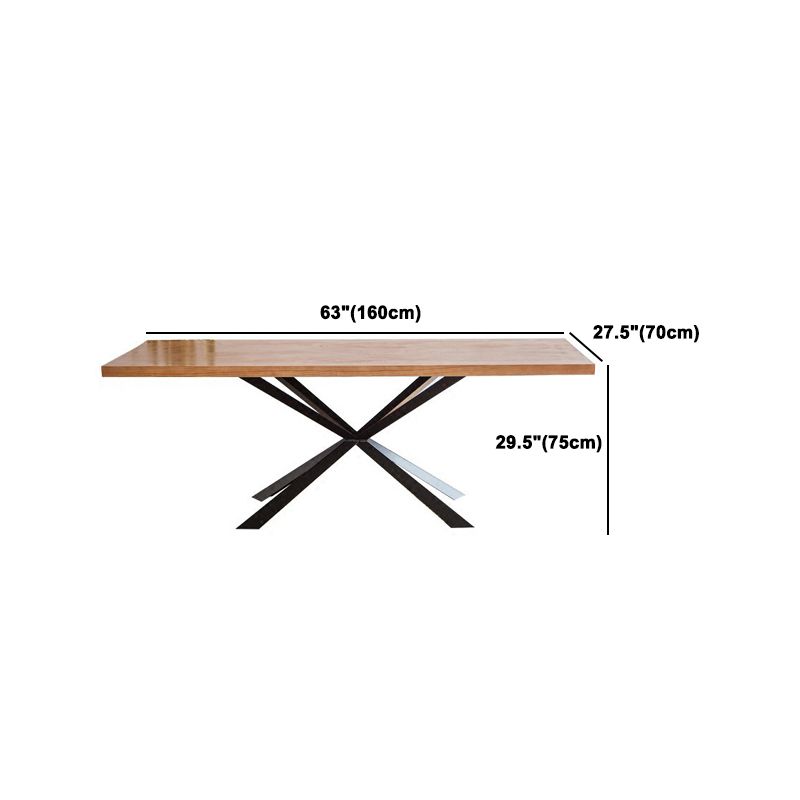 Solid Wood Dining Table Set 1/5 Pcs Industrial Dining Table with Cow Horn Chairs