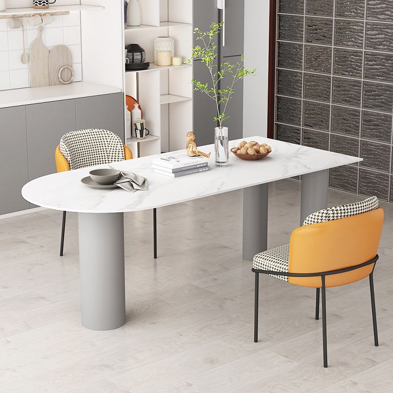 Vrije vorm driekleurige eettafel Gesinterde stenen tafel eigentijds met dubbel voetstuk