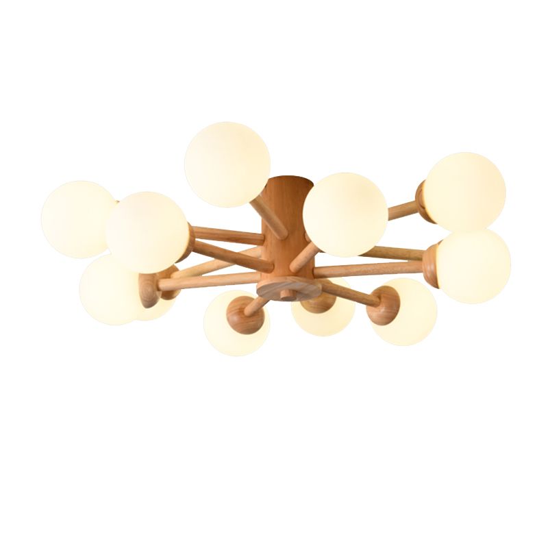Nordic Style Wooden Ceiling Light Ball Shape Shade Ceiling Lamp for Living Room