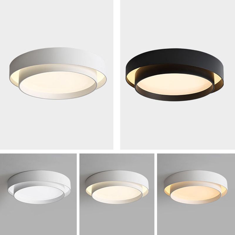 Circular LED Flush Mount in Modern Minimalist Style Wrought Iron Ceiling Fixture with Acrylic Shade