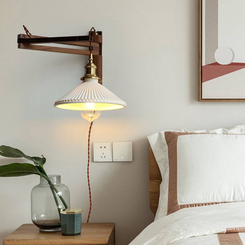 Moderner Stil ausgestellter Wandlampen Holz 1 Lichtwandbeleuchtung Armaturen