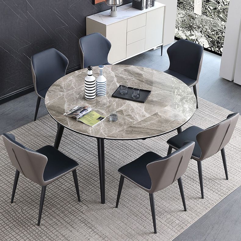 Modern Metal Dining Room Set Standard Height Black Legs Dining Set with Rectangle Table