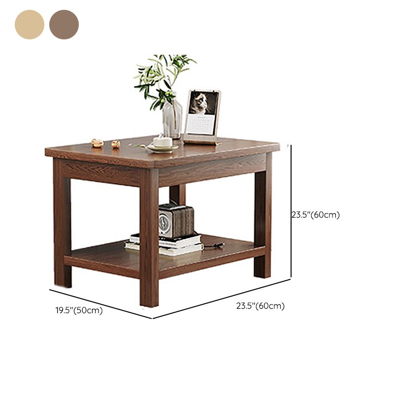Modern 4 Legs Corner Table Solid Wood Sofa Side End Table with Storage
