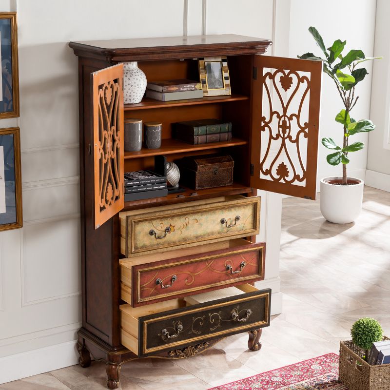 Industrial Solid Wood Accent Cabinet Rectangle Accent Cabinet with Drawer