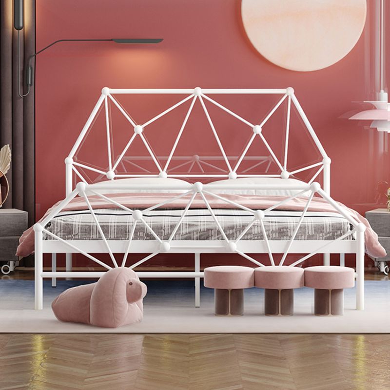 Glam Metallic Standard Bed, Open-Frame Headboard Bed Frame with Footboard