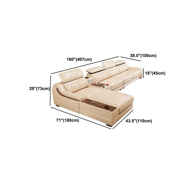 Contemporary Genuine Leather Stain-Resistant Sloped Arms Sofa & Chaise