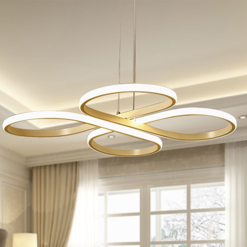White/Gold Floral Ceiling Light Fixture Modern LED Acrylic Chandelier Pendant in Warm/White Light, 19"/23"/29" Wide