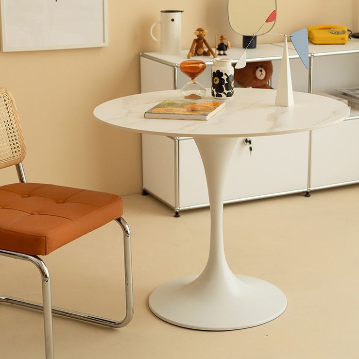 Modern Style Round Dining Table Tulip Home Table with Metal Base