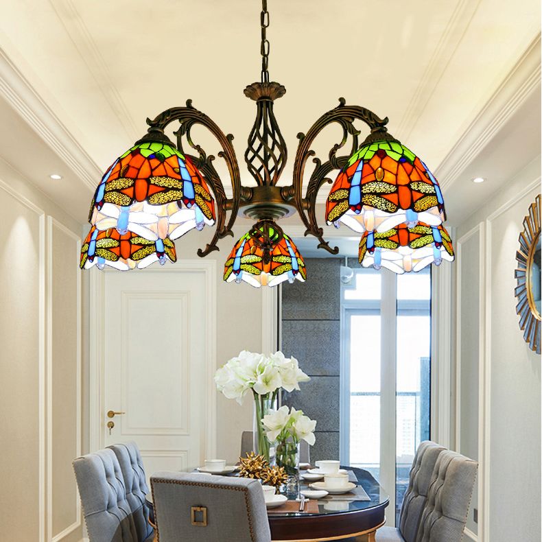 Tiffany Creative Sputnik Light Light Light Ironing Lampada con tonalità di vetro colorato