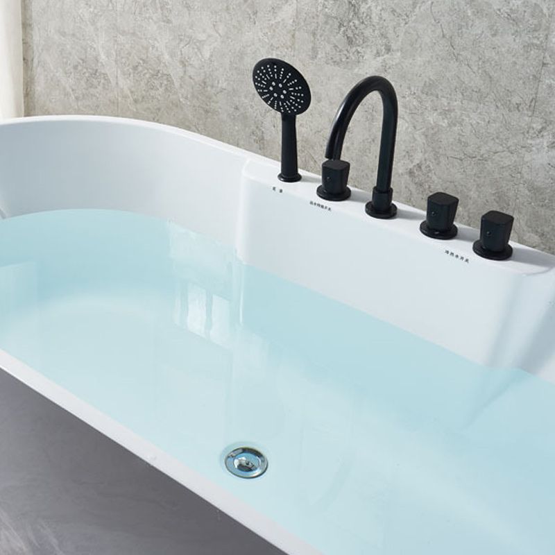 White Oval Bath Tub for Bathroom Soaking Stand Alone Tub with Drain