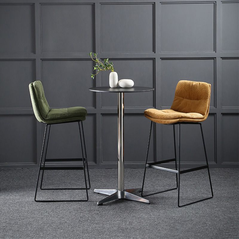 Modern Restaurant Leather Stool Matte Finish Footrest Low Back Barstool