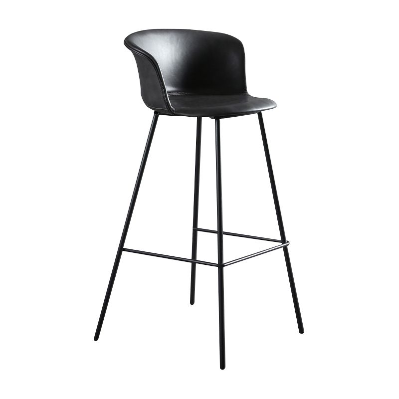 Modern Bucket Low Back Counter Chair Faux Leather Counter Bar Stool for Dining Room
