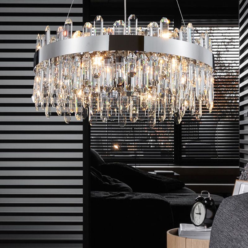 Wielvorm kroonluchter licht modern kristal 1-licht kroonluchter verlichtingsarmatuur in zilver