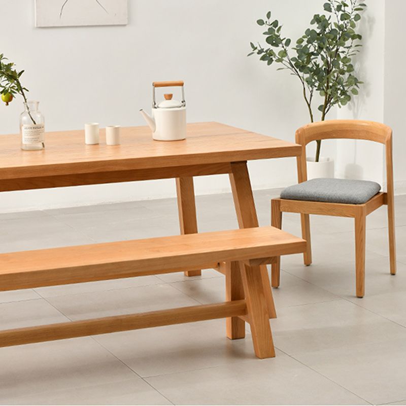 Rectangle Trestle Base Dining Table Medieval Modern Style Pine Wood Table for Kitchen