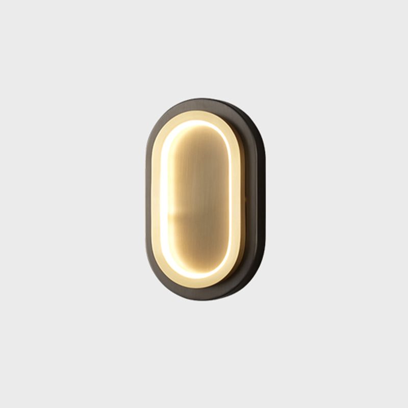 Post Modern Oval Wall Sconce in Black & Gold Finish Solid Brass and Acrylic LED Wall Light