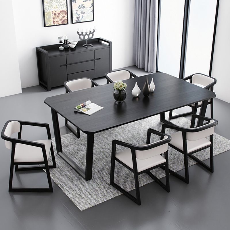 Rectangle Shape Two-Color Dining Table Industrial Double Pedestal Table for Dining Room