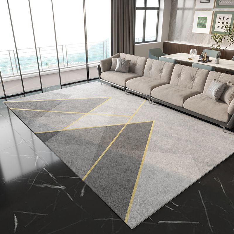 Prachtig polyester tapijt modern grijs tapijt woonkamer vloerkleed met niet-slipachter
