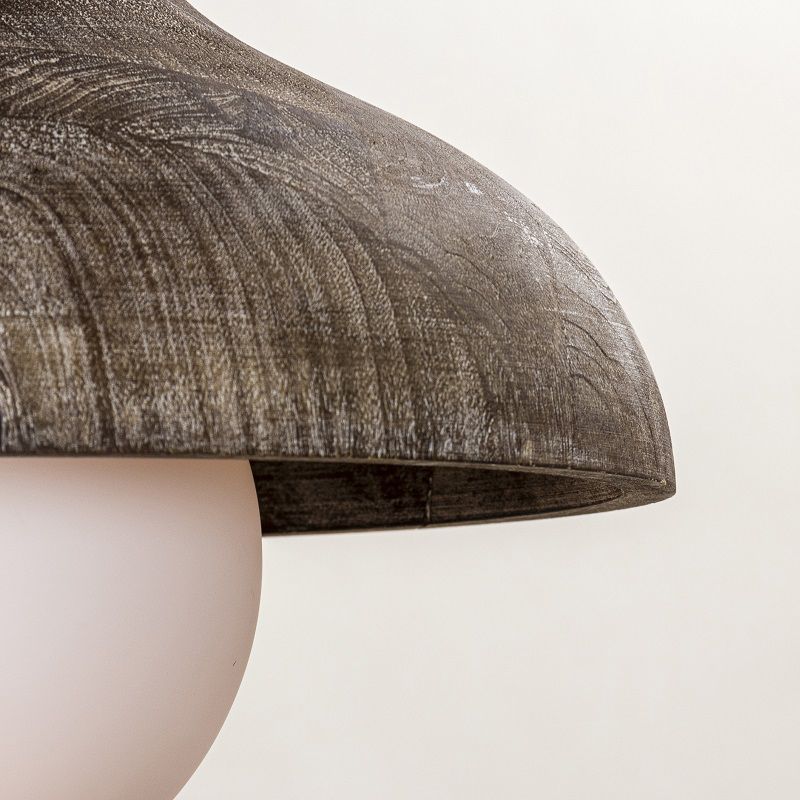 Luce sospesa in legno cono 1 lampadina lampadina con tonalità in vetro globo per sala da pranzo