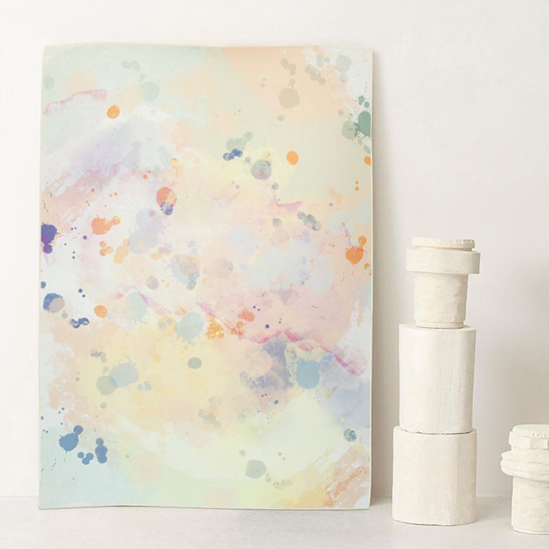 Colorful Yellow Area Rug Splash-Ink Pattern Polyester Area Rug Anti-Slip Backing Rug for Living Room