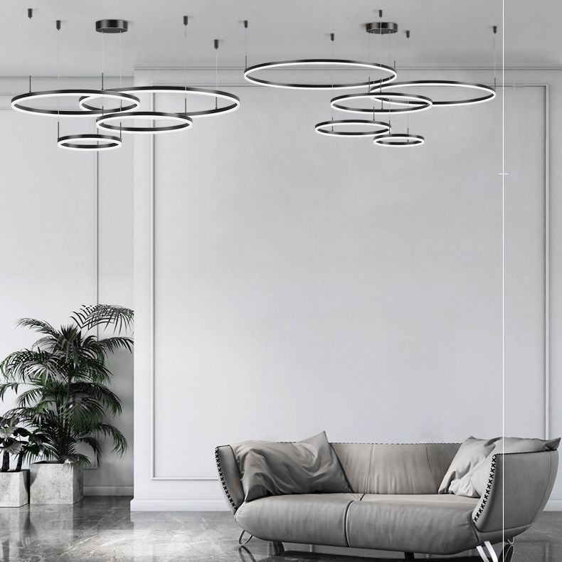 Modern Circle Hanging Pendant Lights Metal Chandelier Lamp