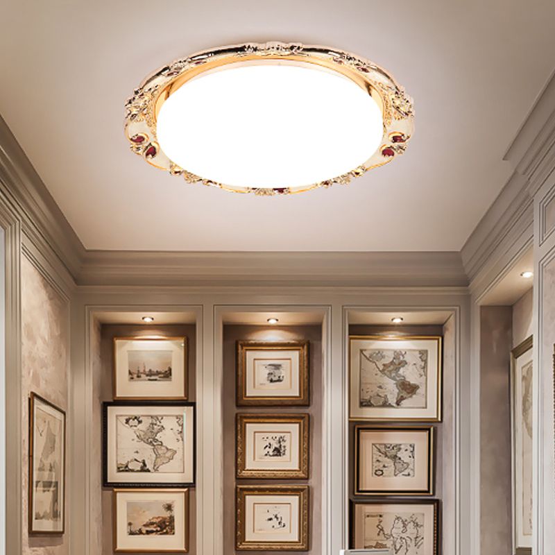 Flower Bedroom Flushmount Lighting Traditional LED Resin Black/Red/Green Flush Mount Lamp