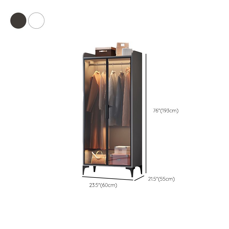 Hinged Wardrobe Armoire with Legs Wood and Glass Wardrobe Cabinet