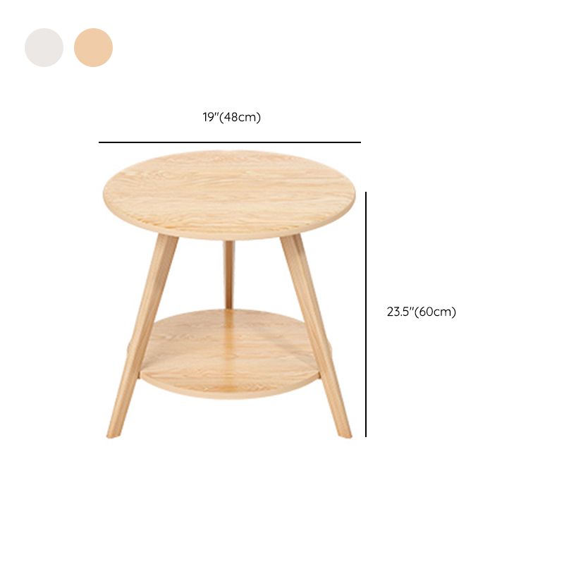 1 Cocktail Table Round Wood Modern 3 Legs Single Coffee Table