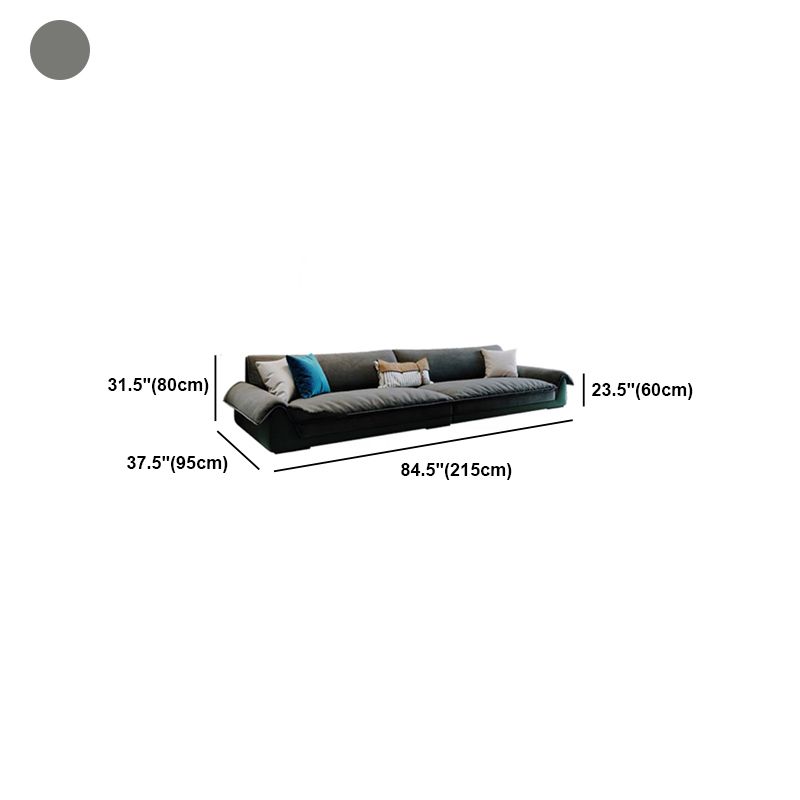 Flannelette Sofa Bed Armrest and Pillow Back Grey/dark Green/beige Solid Wood Frame Sofa