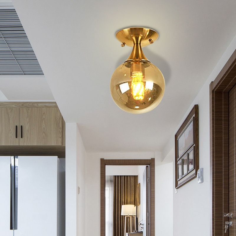 Illuminazione a semimontaggio in vetro bianco-giallo/grigio-blu/grigio fumo con paralume a sfera Nordic 1 lampadina da incasso a soffitto per foyer
