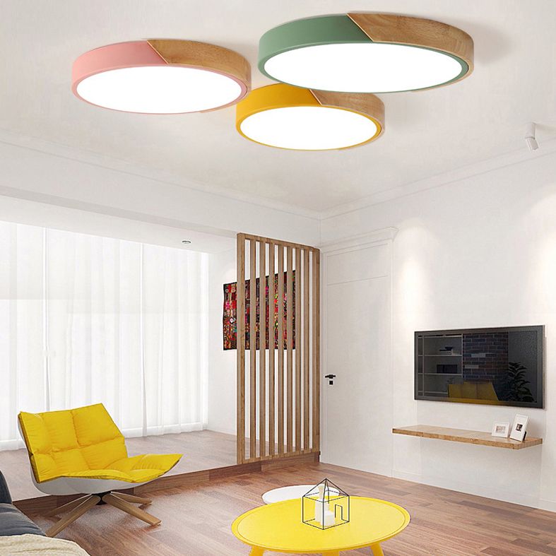 Ultra-thin Round Led Flush Mount Ceiling Light Modern Minimalist Macaron Style Aisle Bedroom Study Energy-saving Lighting