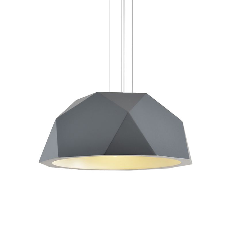 Faceted Hemispherical Hanging Lamp Simple Resin Single Guest Room Pendant Light Kit in Black/Grey