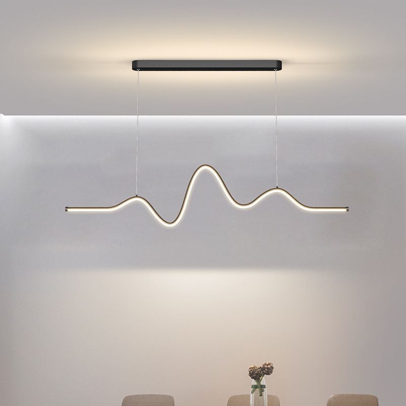 Modern Minimalist Acrylic Island Light Linear 1-Light Hanging Lamp for Dining Room