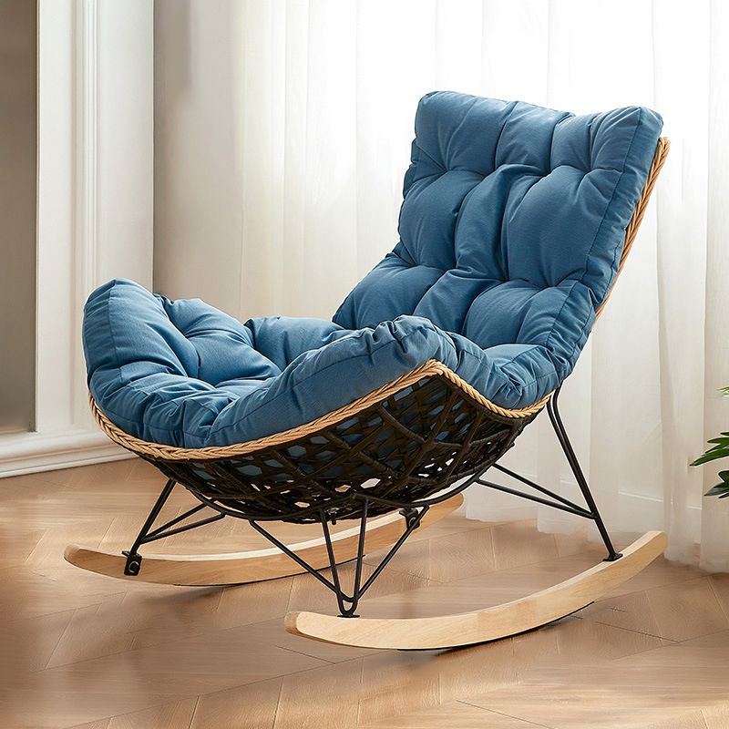 Modern Cushions Rocker Chair Metal Frame Nailheads Design Spindle Rocker Chair