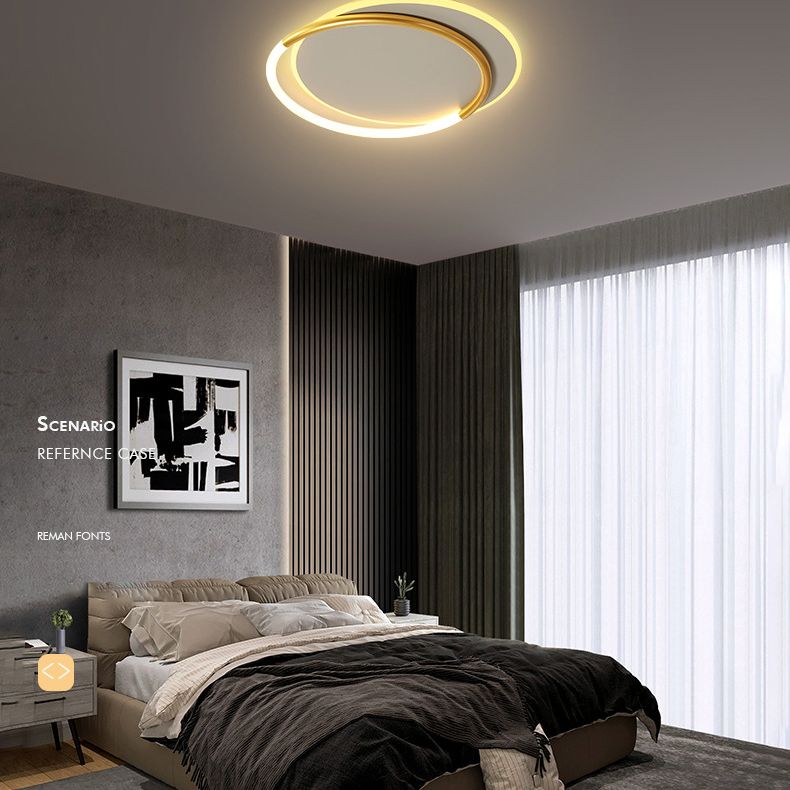 Nordic Minimalist Circles LED Plafondlamp Metal+Acryl Ring Creatief Ontwerp Verlichting Fixture in Goud