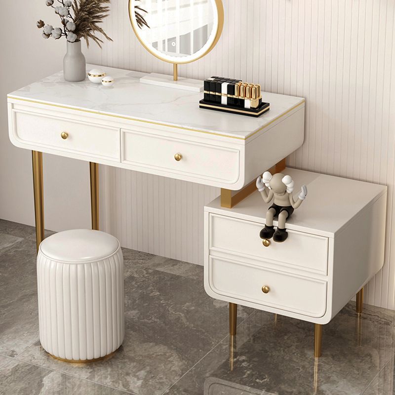 Glam Slate Top Make-up Vanity 4 Drawer Vanity Desk for Bedroom