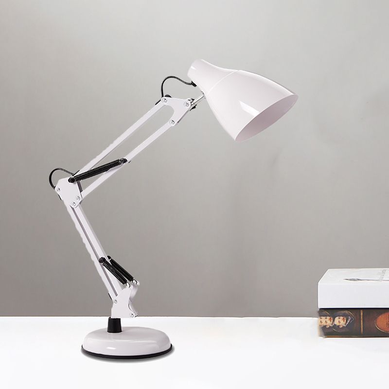 Black/White Multi-Joint Task Desk Lamp with Cone Shade Modern Style 1 Light Metallic Task Lighting for Study Room