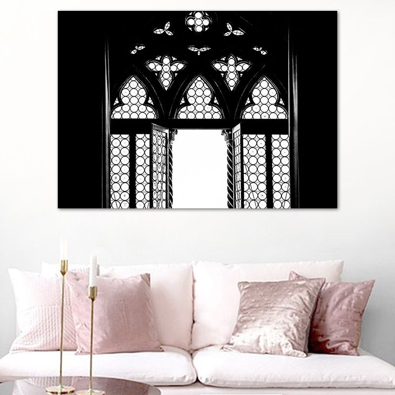 Leinwand, schwarzes Gemälde, Vintage-Stil, ausgehöhlte Tür-Wanddekoration, mehrere Größen erhältlich