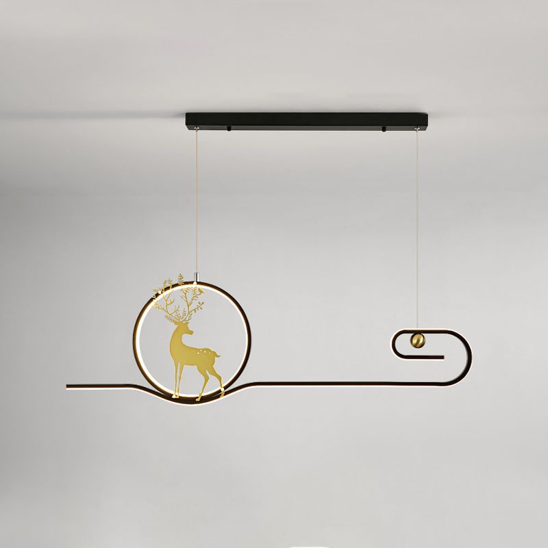 Candelier de la isla de ciervo moderno Candelera de 2 cabezas de restaurantes de iluminación colgante de iluminación